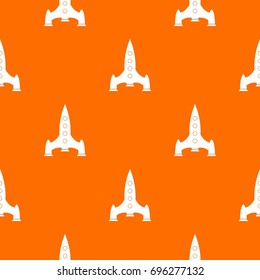 Rocket pattern repeat seamless in orange color for any design. Vector geometric illustration