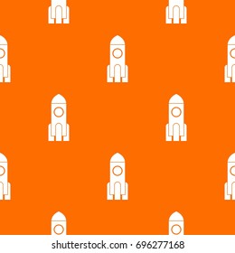 Rocket pattern repeat seamless in orange color for any design. Vector geometric illustration