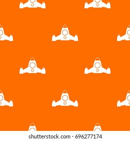 Rocket pattern repeat seamless in orange color for any design. Vector geometric illustration