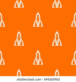 Rocket pattern repeat seamless in orange color for any design. Vector geometric illustration