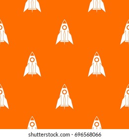 Rocket pattern repeat seamless in orange color for any design. Vector geometric illustration
