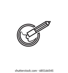 rocket pen icon logo template