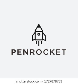 rocket pen logo / space vector / rocket doc logo