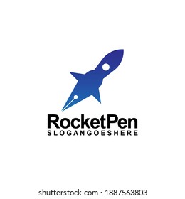 Vector de diseño de plantilla de logotipo de pluma de cohetes, Emblem, Concepto de diseño, símbolo creativo
