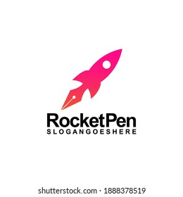 Vector de diseño de plantilla de logotipo de pluma de cohetes, Emblem, Concepto de diseño, símbolo creativo