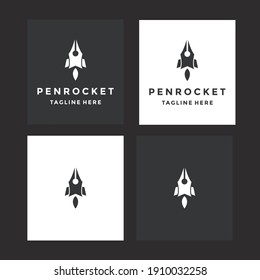 rocket pen logo template design