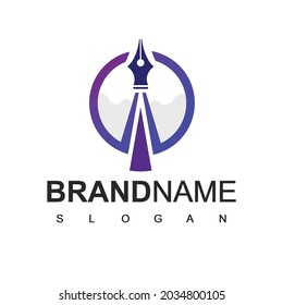 Rocket Pen Logo, Writer, Law Firm And art Company Symbol