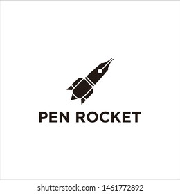 Rocket with pen pencil logo design