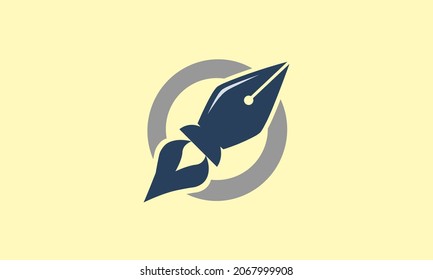 Rocket Pen Tool Logo Vector