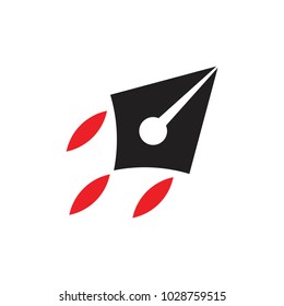 rocket pen tool symbol logo vector