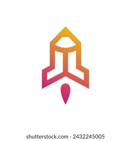 Rocket pencil design element vector icon idea with creative concept
