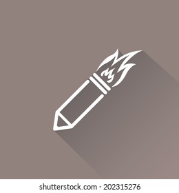 rocket Pencil. Flat Design vector icon. designer or copywriter icon concept