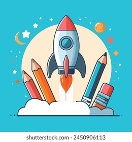 Rocket and Pencil Full Color Image for your logo