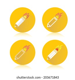 rocket Pencil icon set. Flat Design vector icon. designer or copywriter icon concept