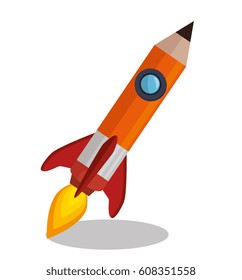 rocket pencil isolated icon