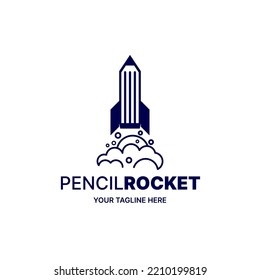 Icono de diseño del logotipo del lápiz del cohete
