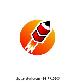 Rocket Pencil Logo Template Vectors
