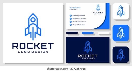 Rocket Person Human Launch Space Ship Astronaut Sky Universe Logo Design with Business Card Template
