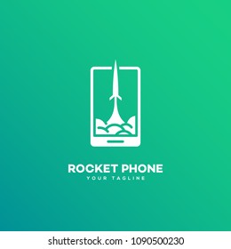Rocket phone logo design template. Vector illustration.