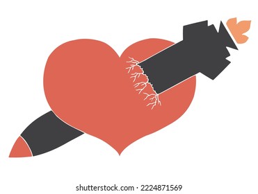 A rocket pierces the heart. The concept of war destroys love, people's lives. The concept of shattered love, betrayal, human indifference and cruelty.