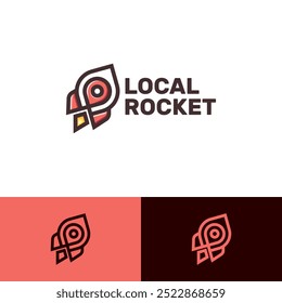 rocket pin location logo vector