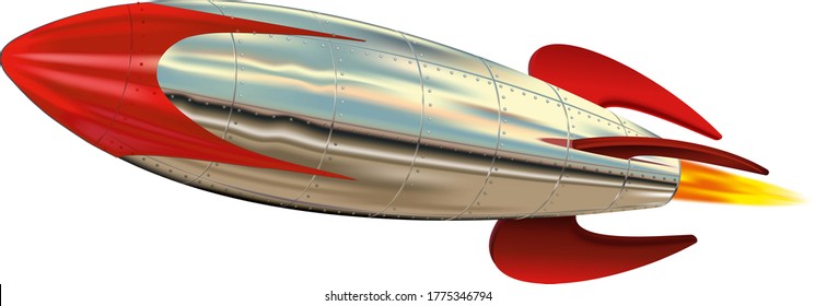  Rocket Pinup Vector Illustration Chrome