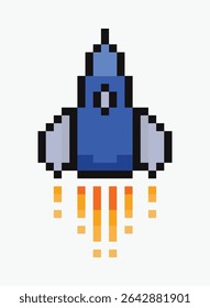 rocket pixel art icon vector illustration.