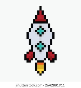 rocket pixel art icon vector illustration.