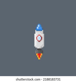 rocket in pixel art style