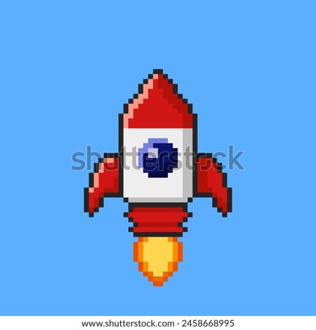 Rocket pixel art. Vector illustration design, perfect for game assets themed designs