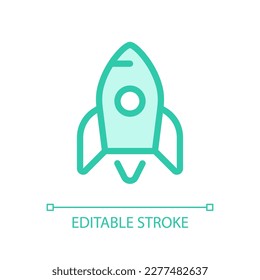 Rocket Pixel perfekte Glassmorphismus ui Symbol. Startup-Erfolg. Space Shuttle. Farbfülltes Zeilenelement mit Transparenz. Vektorpiktogramm im Stil eines Glasmorphismus. Bearbeitbarer Strich. Arithmetik verwendet