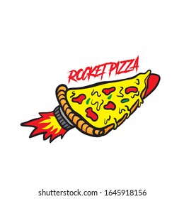 rocket pizza flying vector illustration