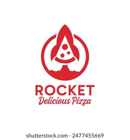 Rocket Pizza logo design. Abstract Minimalist Rocket combine with Pizza slice concept