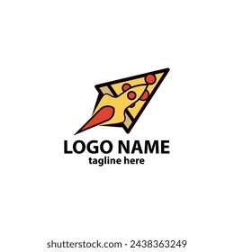 rocket pizza logo design vector