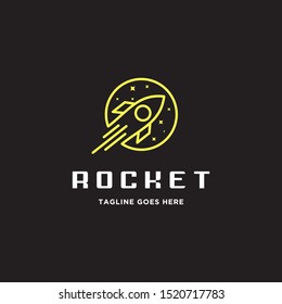 rocket plane boost fly uprise fast with line art geometric style logo icon vector template