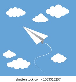 Rocket and Plane Paper Fly in the Sky Vector