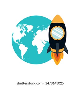 rocket with planet earth background