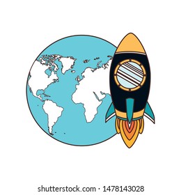 rocket with planet earth background