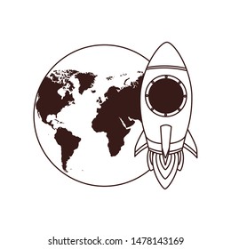 rocket with planet earth background