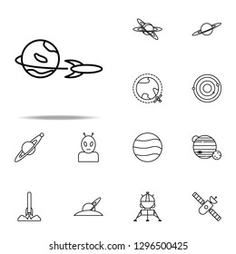 rocket and planet icon. Cartooning space icons universal set for web and mobile