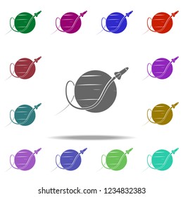 rocket and planet icon. Elements of Space in multi color style icons. Simple icon for websites, web design, mobile app, info graphics
