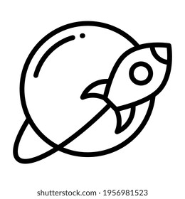 Cohetes con el planeta, icono del lanzador del planeta
