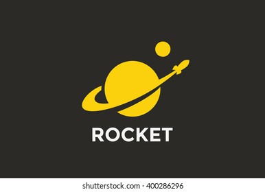 Rocket Planet Logo Abstract Design Vector Template Negative Space Style.
Startup Logotype Concept Icon