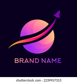 Rocket and planet Logo design. vector design and company logo, for your business