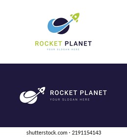 Rocket Planet logo template, Perfect logo for businesses related to the space industry. Space Vector Illustration.