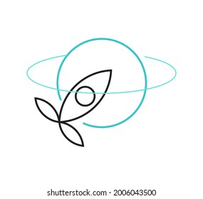 rocket planet logo vector design template