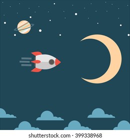 rocket and the planet. space