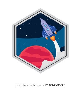 Aufkleber für Raketen und Planeten