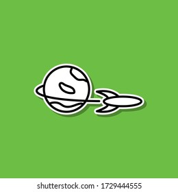 Icono de pegatinas de cohetes y planetas. Línea delgada simple, vector de contorno de iconos de espacio de cartografía para ui y ux, sitio web o aplicación móvil