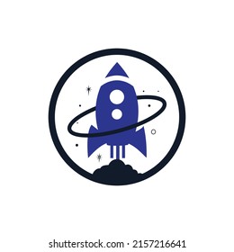 Rocket planet vector logo design template. Rocket and universe logo concept.